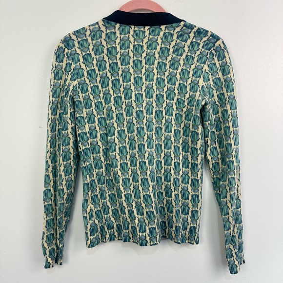 Tory Burch Beetle Scarab Bugs Merino Wool Cardigan Sz Small - Picture 4 of 13